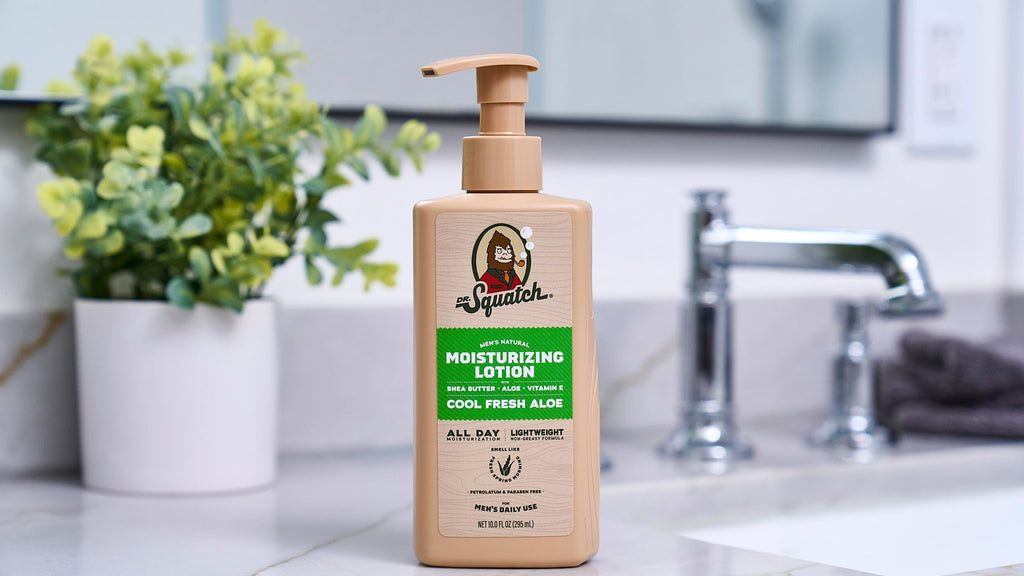 Lifestyle photo featuring Dr. Squatch Cool Fresh Aloe Lotion