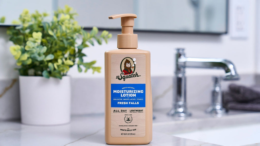 Lifestyle photo featuring Dr. Squatch Fresh Falls Lotion