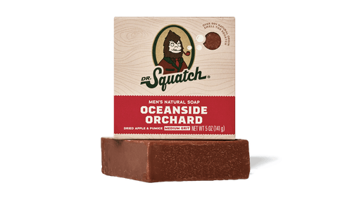 A bar of Dr. Squatch Men's Natural Soap in 'Oceanside Orchard'