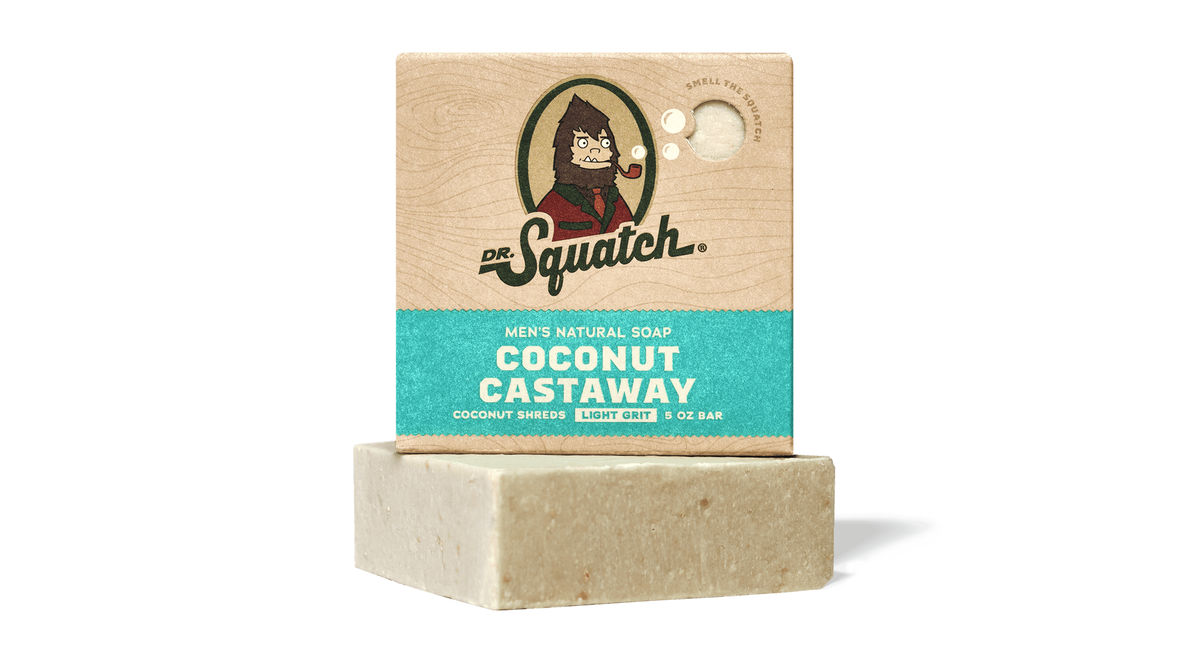 Dr. Squatch Coconut Castaway bar soap packaging