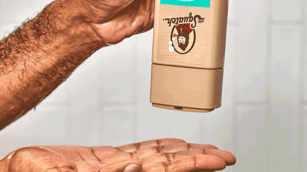 Dr. Squatch Coconut Castaway Conditioner being used