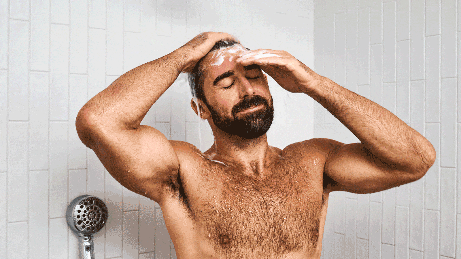 Dr. Squatch Coconut Castaway Shampoo being used