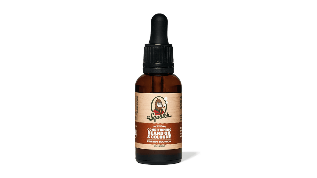Dr. Squatch Conditioning Beard Oil & Cologne Fireside Bourbon packaging