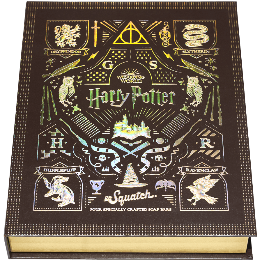 Promotional graphic for Dr. Squatch Harry Potter Collection gift set