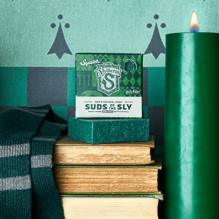 Promotional graphic for Dr. Squatch Harry Potter Collection gift set