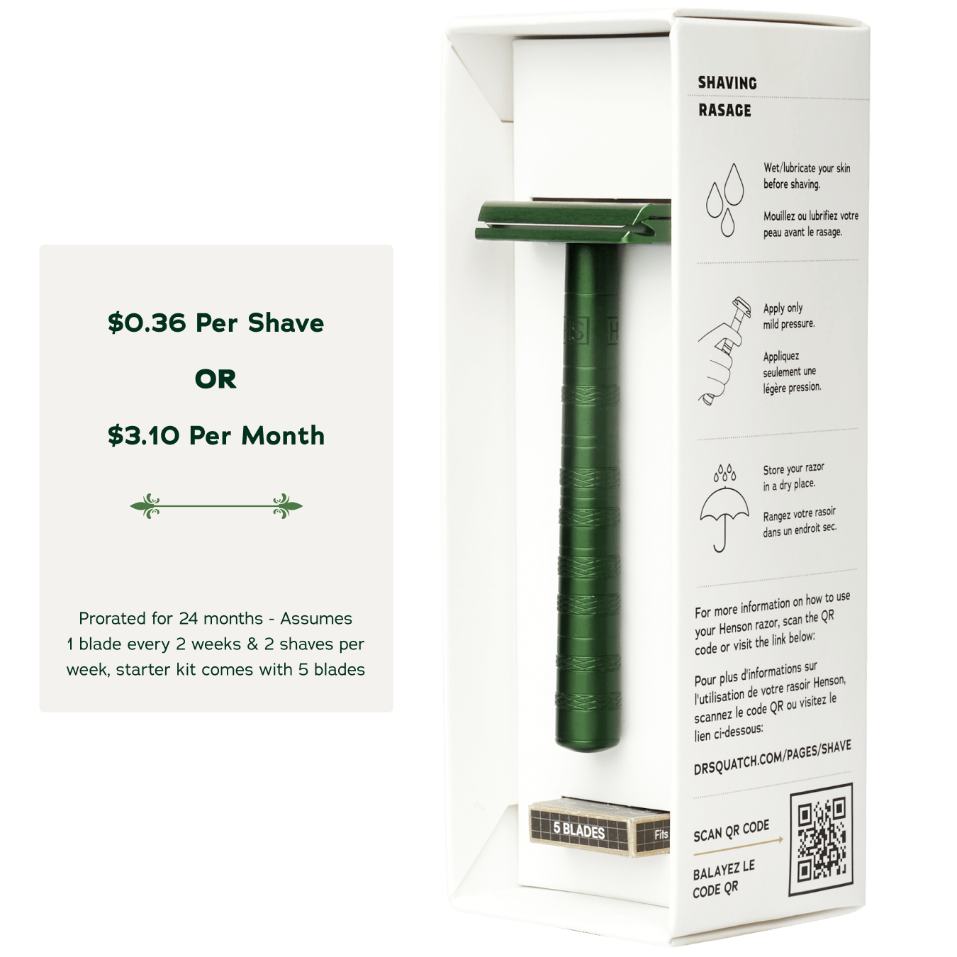 Promotional graphic for Dr. Squatch Safety Razor