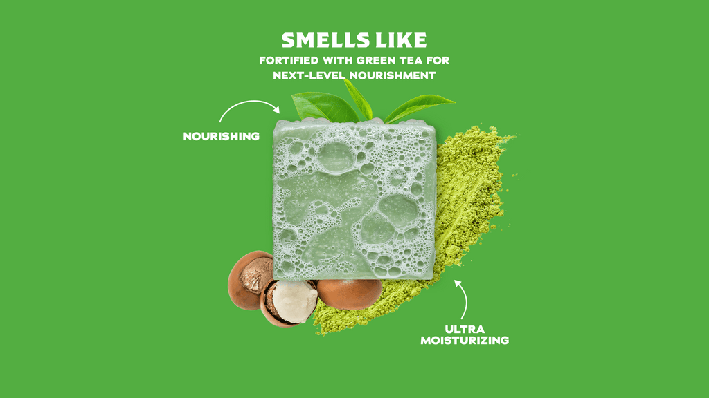 Scent notes graphic for Dr. Squatch Green Tea Butter bar soap