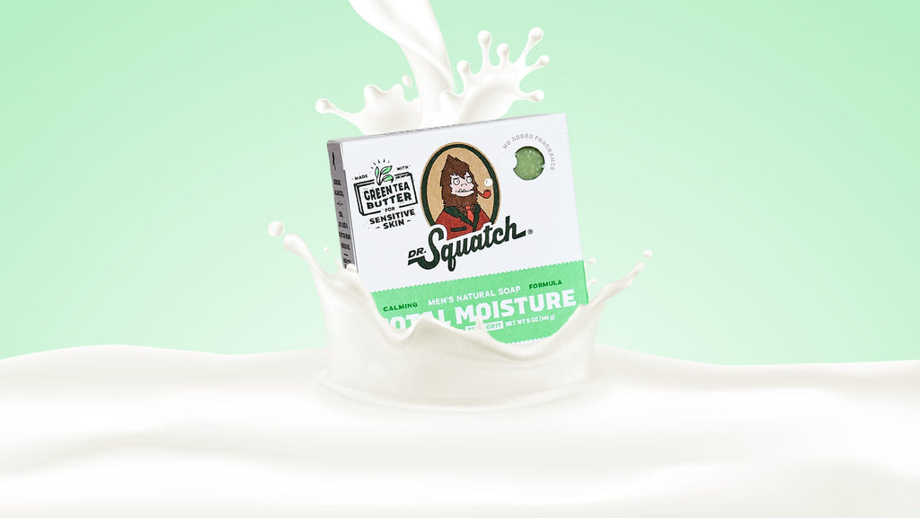 Lifestyle photo featuring Dr. Squatch Green Tea Butter bar soap