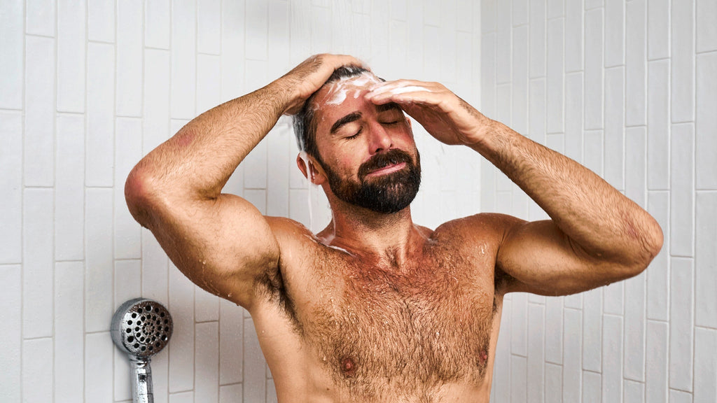Dr. Squatch Coconut Castaway Full & Thick Shampoo being used