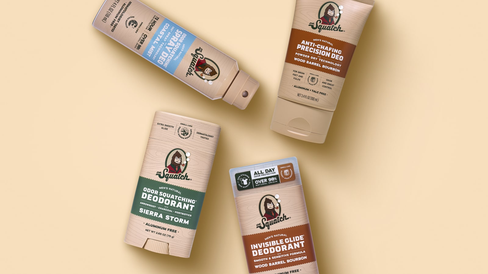 Lifestyle photo featuring Dr. Squatch Deodorant Discovery Set gift set