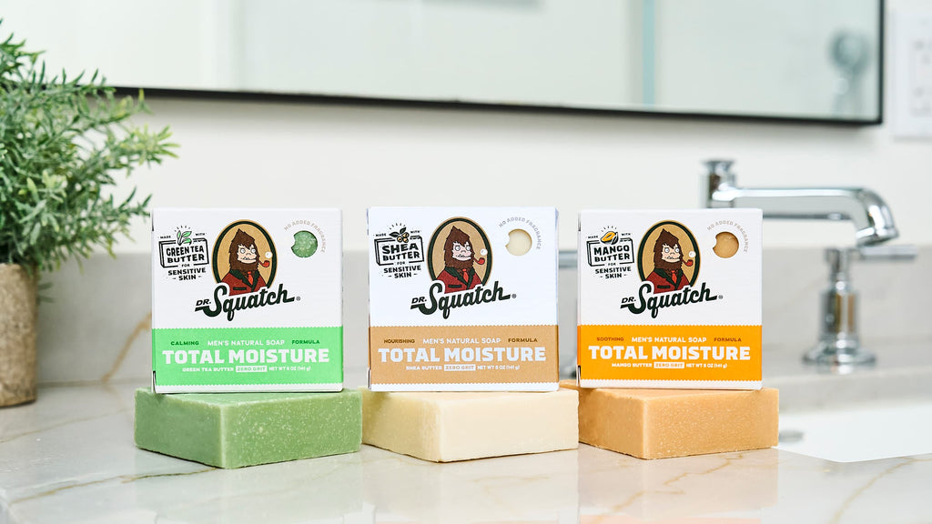 Lifestyle photo featuring Dr. Squatch Mango Butter bar soap