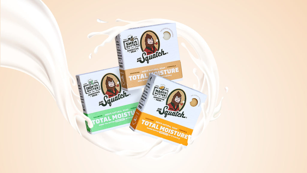 Lifestyle photo featuring Dr. Squatch Mango Butter bar soap