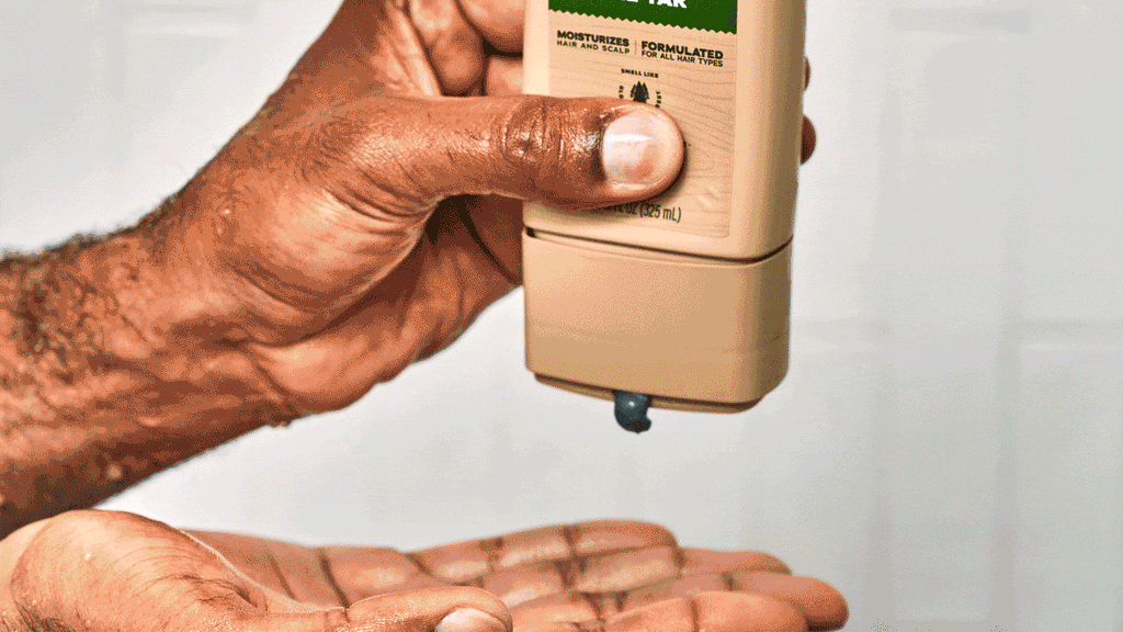 Dr. Squatch Pine Tar Conditioner being used