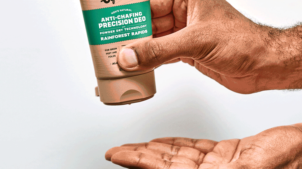 Dr. Squatch Rainforest Rapids Precision Deo deodorant being used