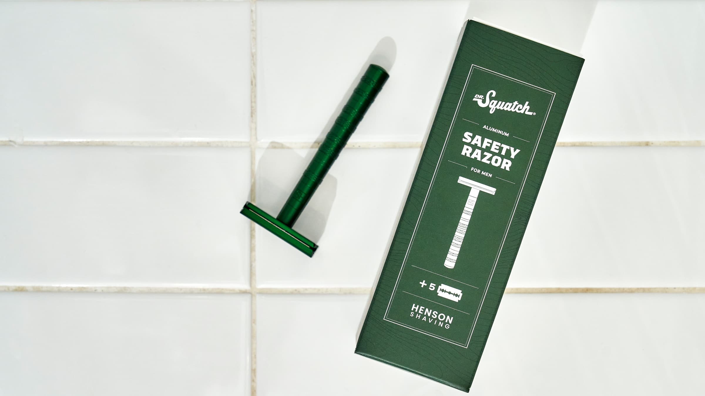 Lifestyle photo featuring Dr. Squatch Safety Razor