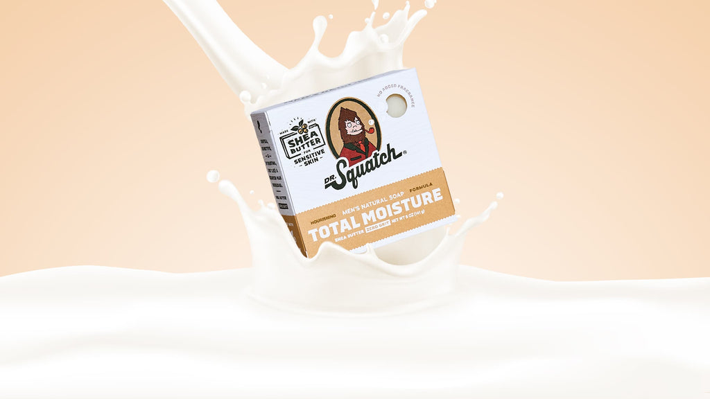 Lifestyle photo featuring Dr. Squatch Shea Butter bar soap