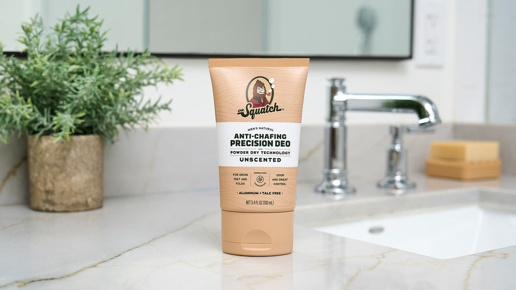 Lifestyle photo featuring Dr. Squatch Unscented Precision Deo deodorant