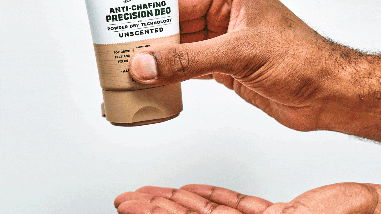 Dr. Squatch Unscented Precision Deo deodorant being used