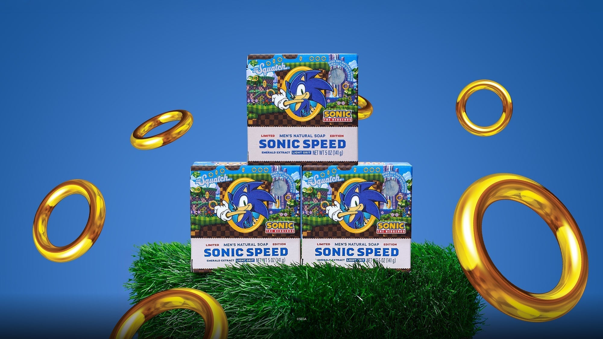 Lifestyle photo featuring Dr. Squatch Sonic Speed 3-Pack gift set
