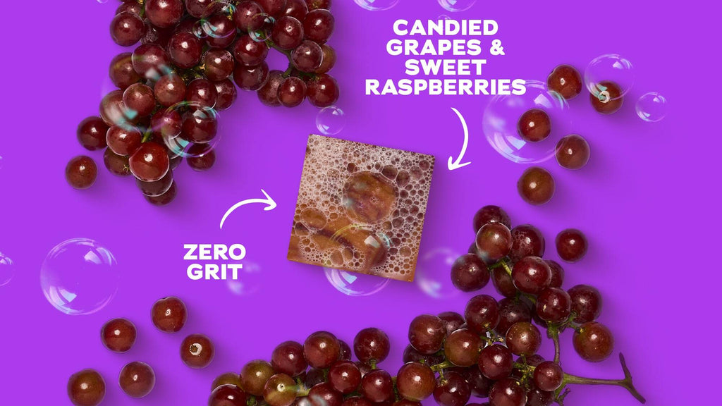 candied grapes & sweet raspberries,zero grit soap