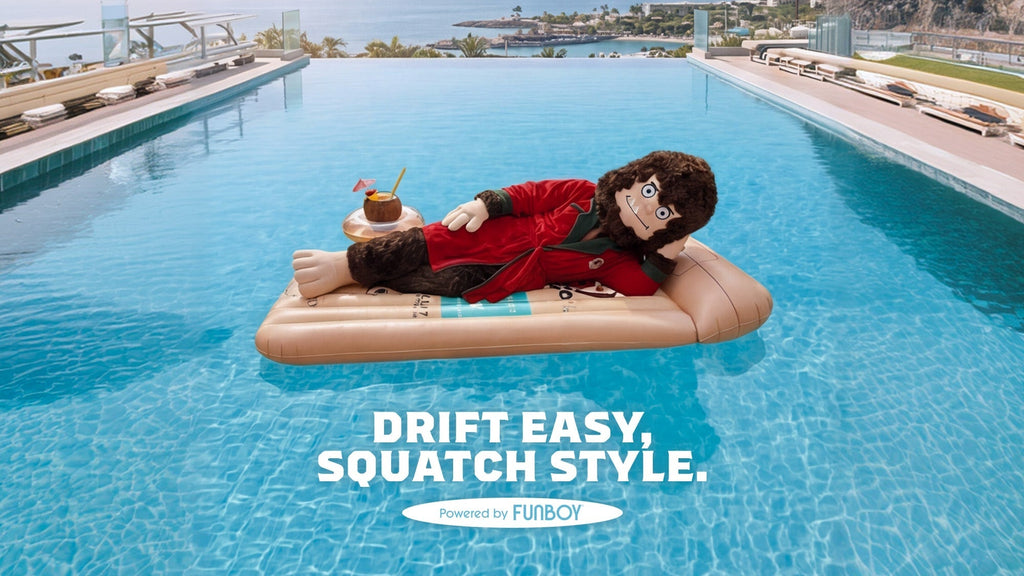 Lifestyle photo featuring Dr. Squatch Coconut Castaway Pool Lounger