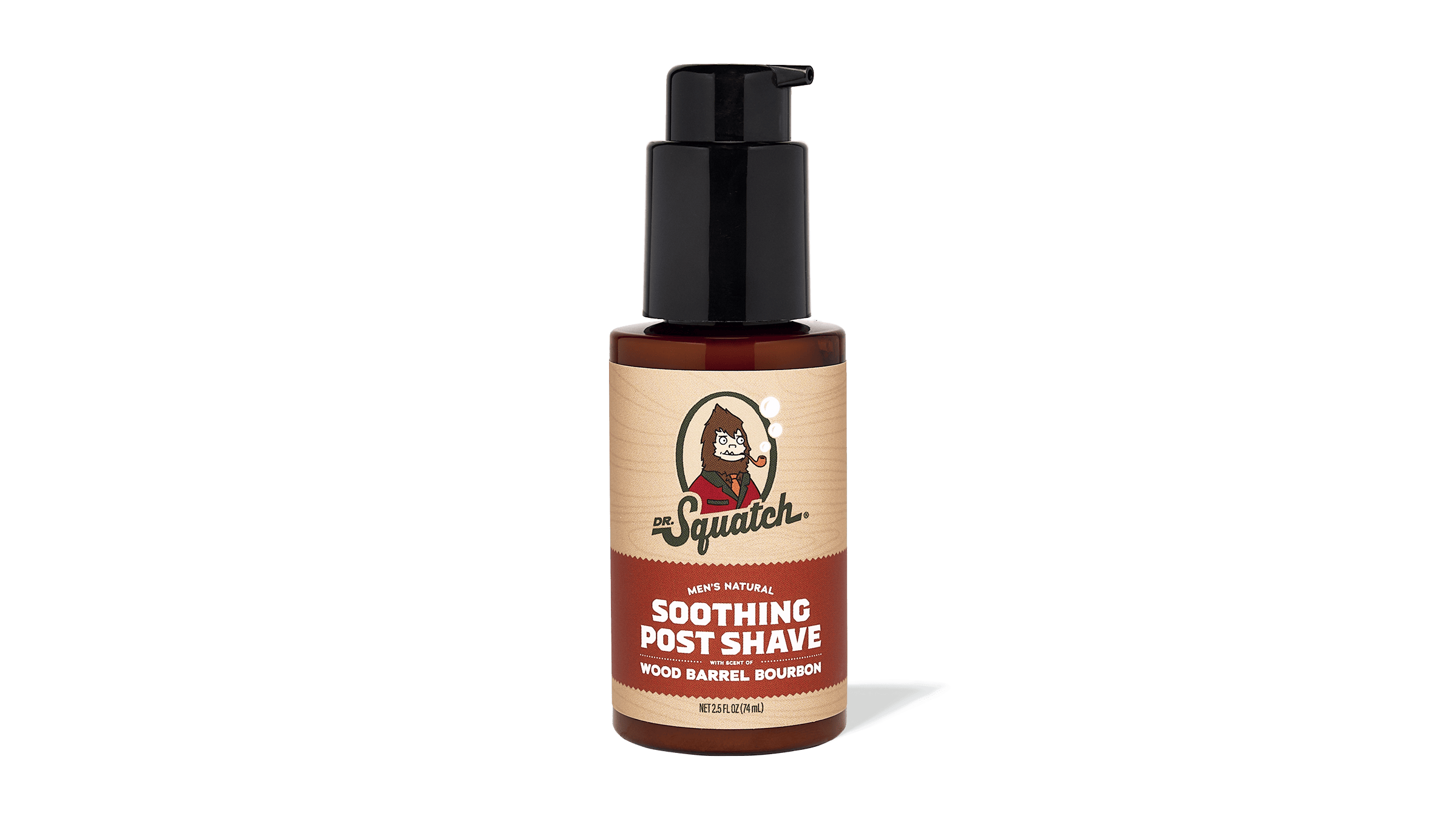 Dr. Squatch Soothing Post Shave Wood Barrel Bourbon post-shave product packaging