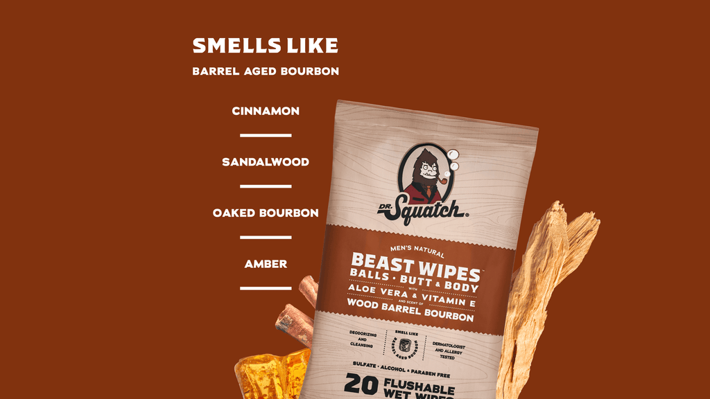 Scent notes graphic for Dr. Squatch Wood Barrel Bourbon Wipes: Barrel Aged Bourbon